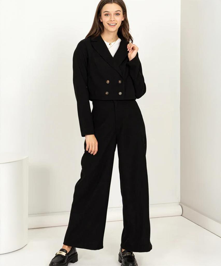 Hyfve Crop Blazer And Pants Set