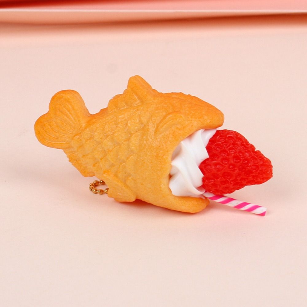 Simulation Small Fish Dried Cake Keychain Keyring Fruit Ice Cream Food Toy  Couple