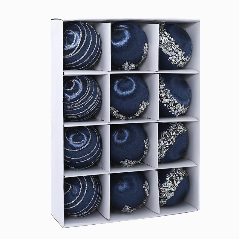 

Set of 12 Silk Thread Christmas Tree Ornaments - 6cm Foam Balls 6cm, 12 pieces