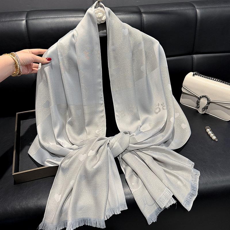 New Spring Emulated Silk Fashion Versatile Scarf Long Shawl for Women Love Simple Versatile Scarf for Women Tiansi Cotton