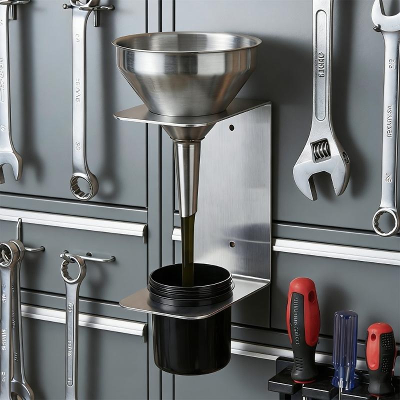 2Pack Wall Mounted Oil Funnel Holder Funnel Bracket Organizers Aluminum Construction For Workshop Use