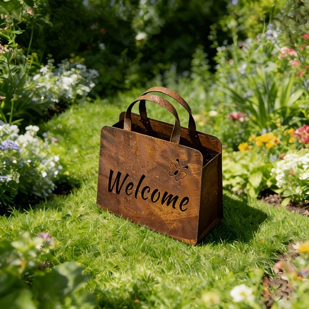 Rustic Wedding Signage Handbag Shaped Metal Hanging Planter Welcome Sign Farmhouse Decor