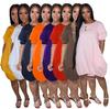 European and American new products independent station large size women's clothing new solid color casual bubble dress dress