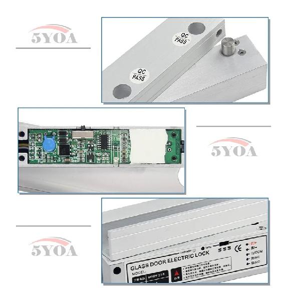 5YOA Electric Drop Bolt Lock Security for Fully Frame Less Glass Door Electronic Access Control System Kit