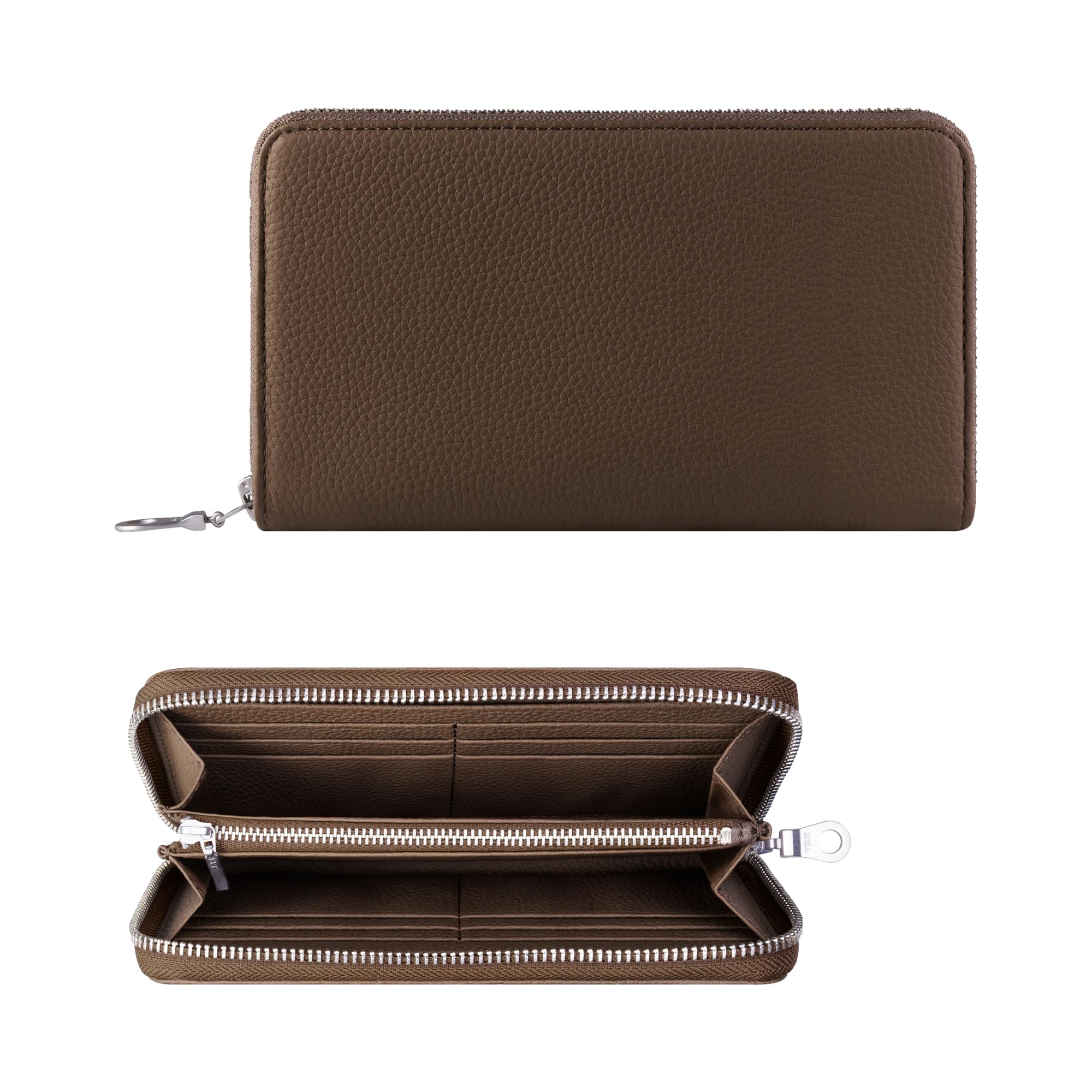 

HANATORA Гаманець з натуральної шкіри, Шкіра шагрень, На блискавці, Тонкий, Відділення для карток, Відділення для ощадної книжки, Відділення для купюр, Простий дизайн, Темний