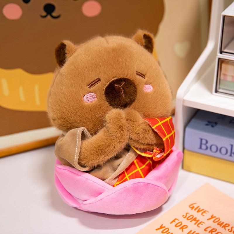 

Lotus Popcorn Capybara Fries Plush Toy Cartoon Stuffed Doll Gift Decoration Brown Lotus
