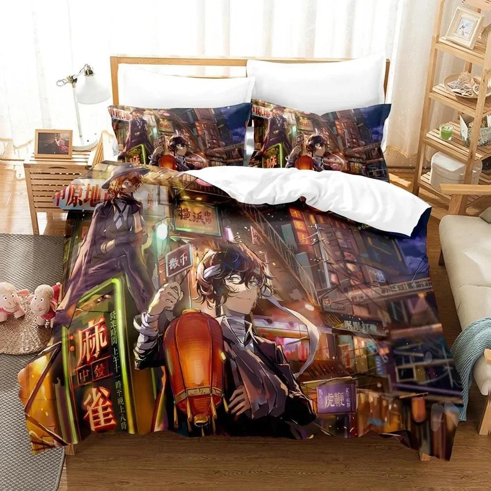 3D Print Anime Bungo Stray Dogs Comfortable Duvet Quilt Cover Pillowcase Bedding Set Children Bedroom Decoration Home Textile