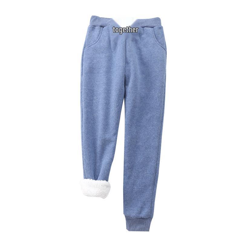 Pantaloni Casual Caldi da Donna in Lana d'Agnello con Plus Velluto - Dimagranti, con Polsini, Gamba Dritta, Tuta per Autunno e Inverno