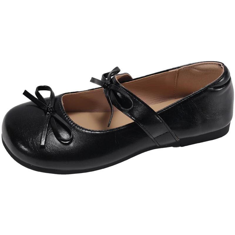 

Модные французские винтажные туфли-балетки с бантом, с мелким вырезом, новые универсальные слипоны Мэри Джейн, женская обувь 35