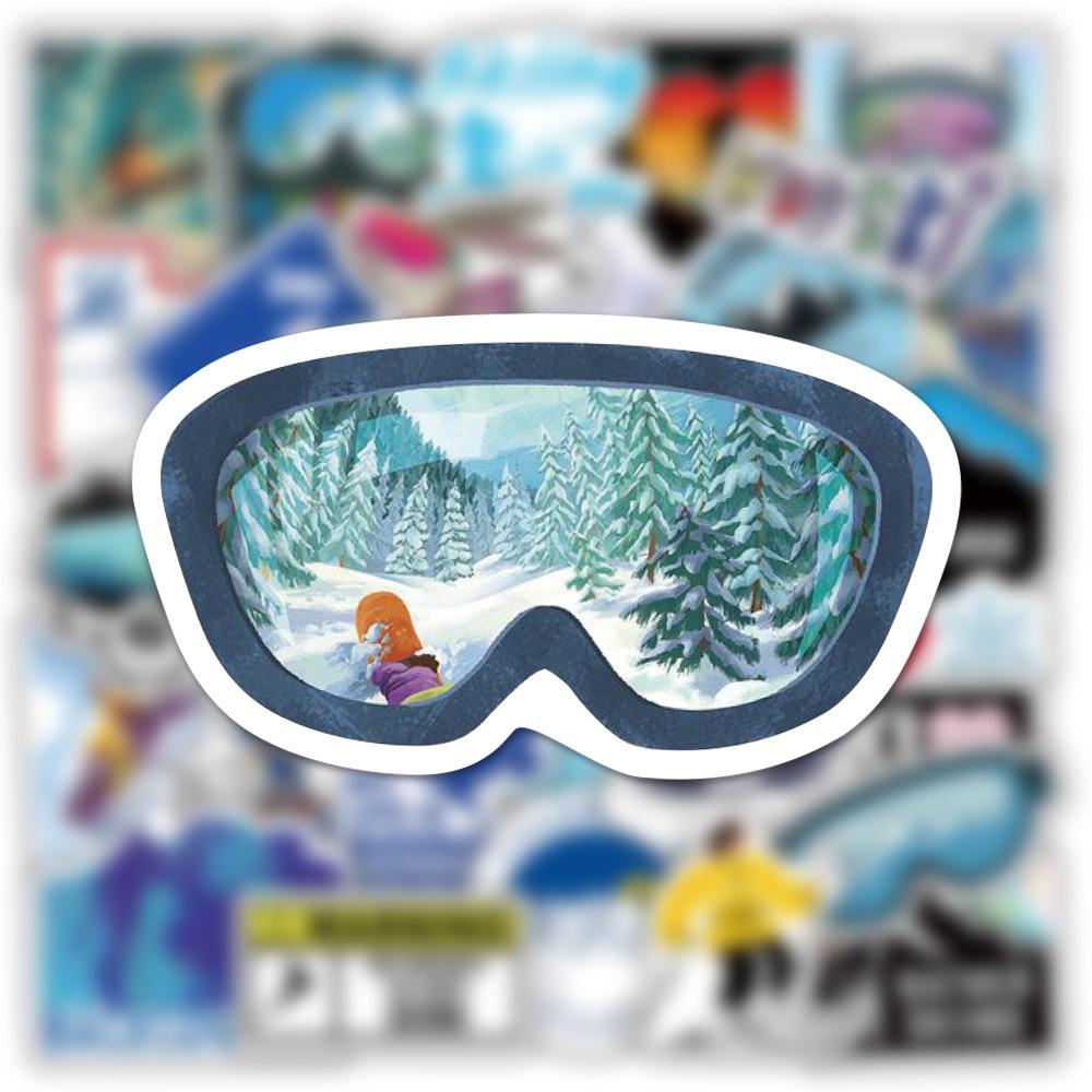 10/30/50pcs Cool Winter Ski Cartoon Stickers Outdoor Sports Decals DIY Luggage Scrapbook Snowboard Adventure Graffiti Sticker