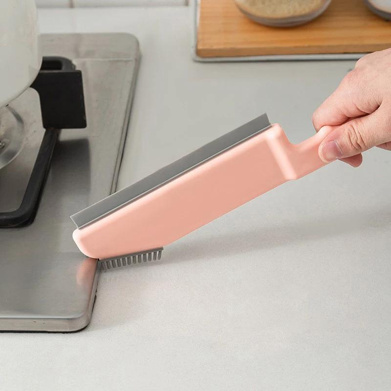 3 In 1 Silicone Gap Cleaning Brush Decontamination Brush Glass Scraping Cleaning Brush Kitchen Household Corner Cleaning Tools