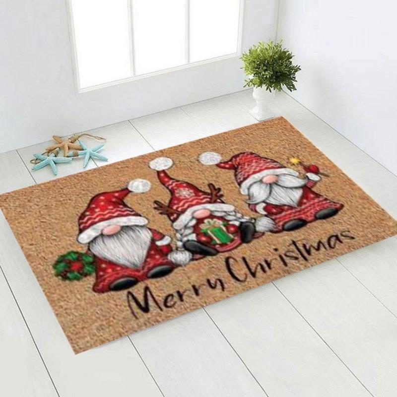 

Christmas Floor Mat Entry Door Crystal Velvet Carpet Home Decoration Living Room Bathroom Non-slip Absorbent Foot Mat