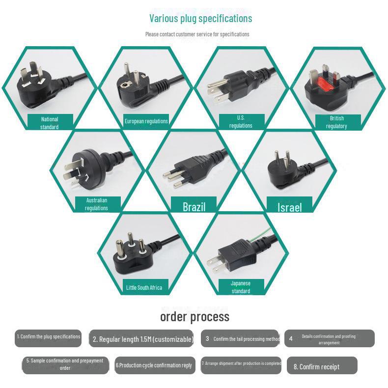 VDE Certified European Power Cord with Dual 0.75mm² Wires and Figure-8 Adapter
