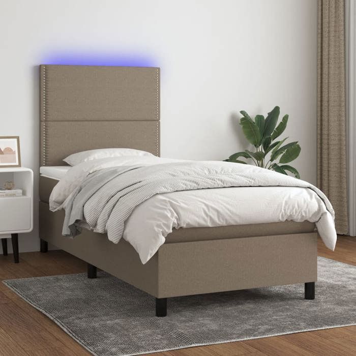 VidaXL Sommier à Lattes de Lit avec Matelas et LED, Lit Rembourré, Lit Simple, Lit Adulte de Chambre à Coucher Intérieur, 3134777