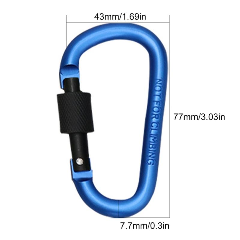 4 Stück Aluminiumlegierung Verriegelungskarabiner Feder-Schnapphaken D-Ringe Verriegelungskarabiner für Outdoor, Camping, Wandern, Angeln
