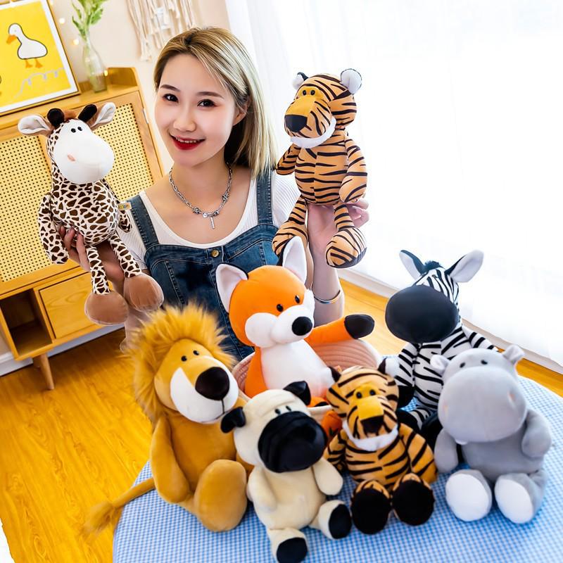 Forest Animal Plush Toys: Lion, Elephant, Monkey, Giraffe, Tiger Pillow Dolls for Kids