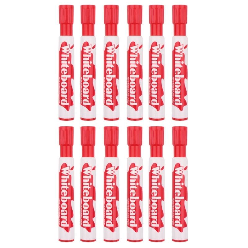 12Pcs Erasable Whiteboard Marker Pen Quick Dry Water Based Marker for Whiteboard Glass Board School Office Supplies красный