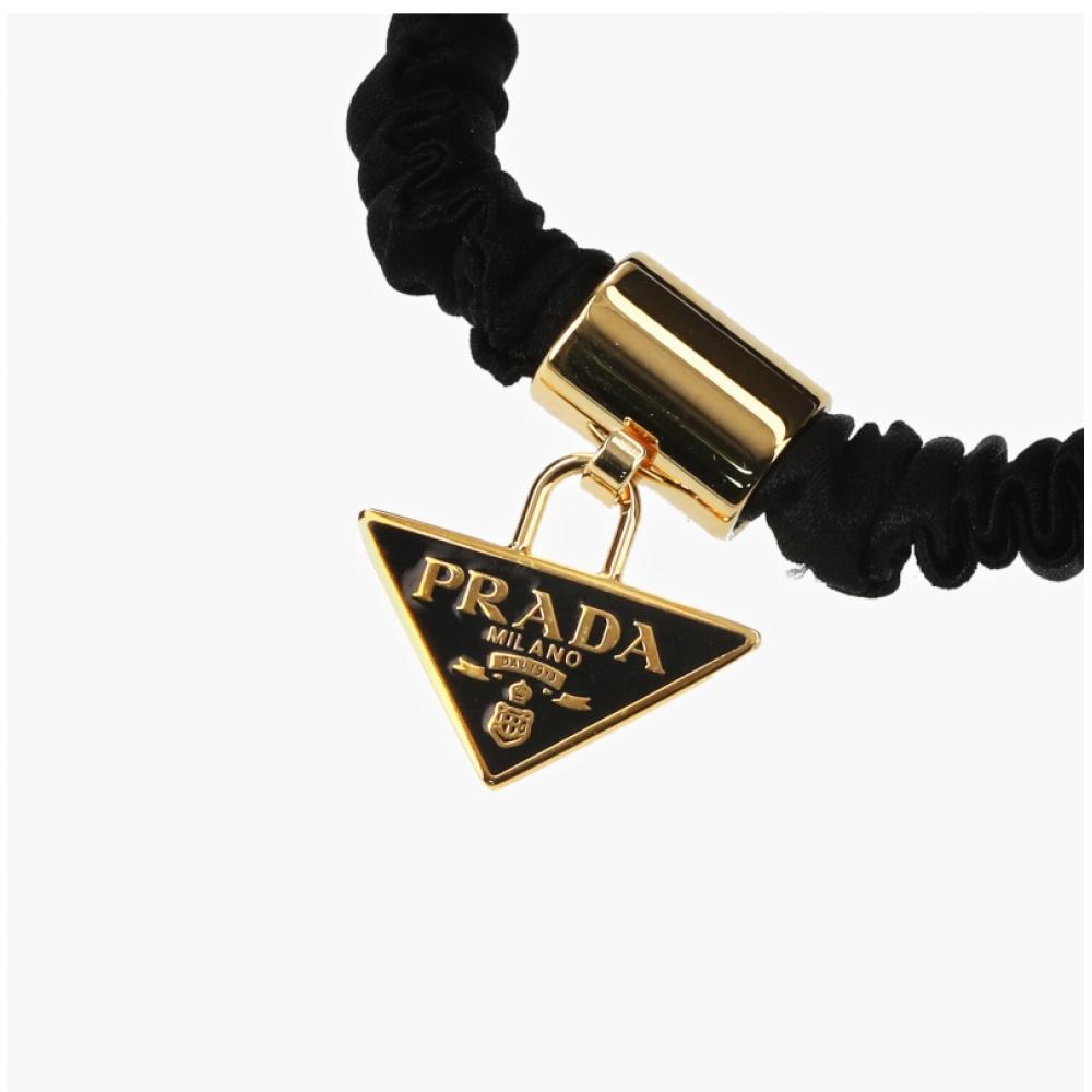Prada 1if161 12el F0d7b Logo Trójkąt Satynowy Krep Elastyczna Opaska 2 Typy