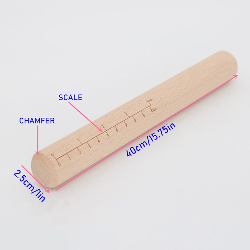 40cm Dough Rolling Pin With Scale Wooden Pastry Roller Solid-Beech Wood Material Non-Stick Surfaces Dumpling Pizza Making Tools