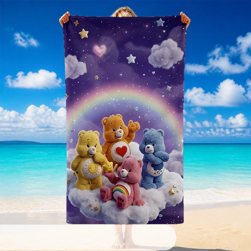 Quick Dry Beach Towel Care Bears Pattern, Lightweight Absorbent Towel for Pool Beach Vacation Use