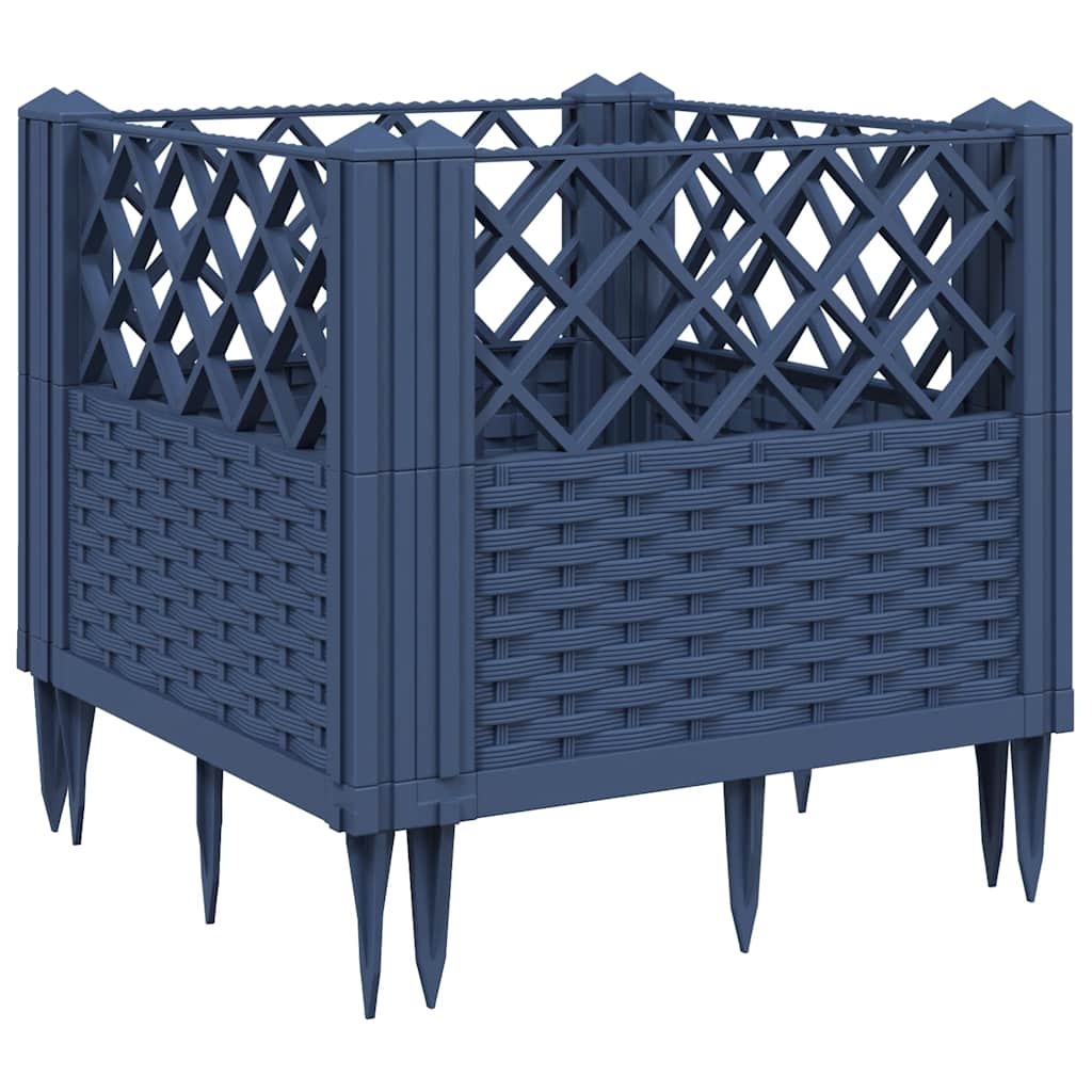 Plant Box with Ground Spikes Blue Grey 43.5 x 43.5 x 43.5 cm PP