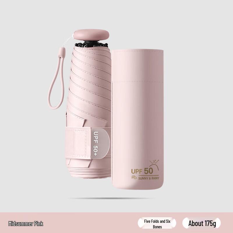 MAYDU Ultralight Five-Fold Black Glue UV Protection Capsule Umbrella