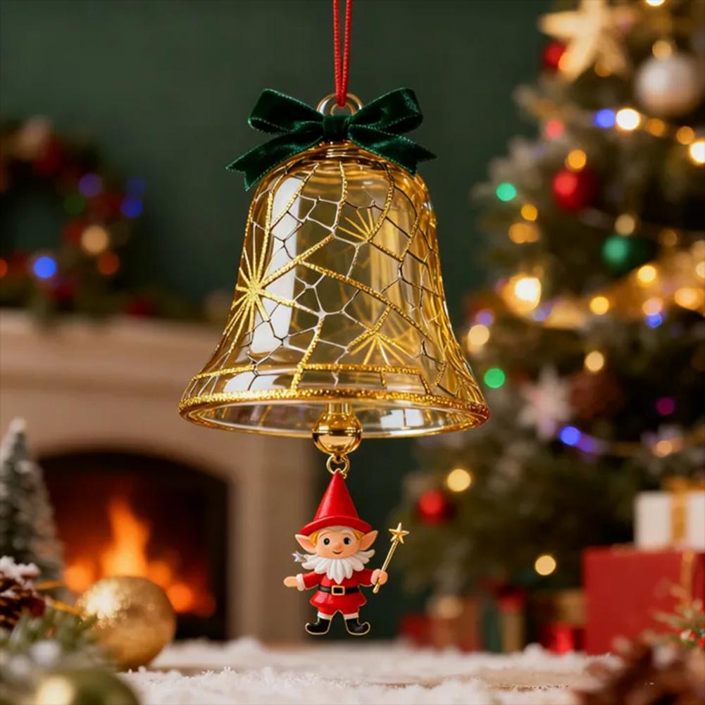Christmas Bell Ornaments Xmas Tree Hanging Jingle Bell With Santa Claus Ornaments For Holiday Home Tree Decor Party Ornament
