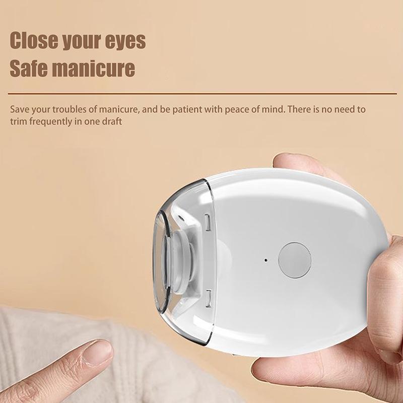 

Автоматическая электрическая пилка для ногтей с функцией ночника, перезаряжаемая через USB-C, безопасная для младенцев и детей белый