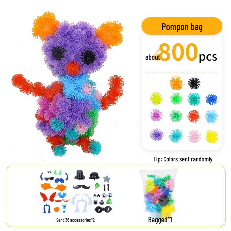 Upgraded Puffy Squeeze Ball: Double Hook DIY Puzzle Toy for Early Childhood Education