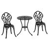 Three Piece Aluminium Floral Bistro Garden Set Black
