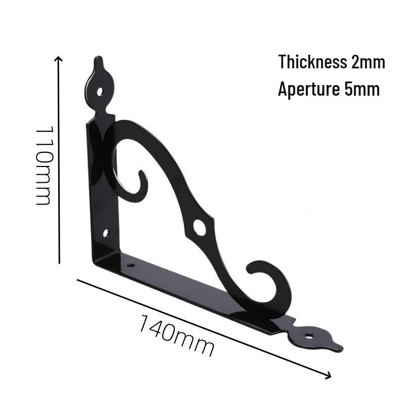 

European Style Wrought Iron Right Angle Shelf Bracket - Thickened, Load-Bearing Support for Bookshelves Black without screws