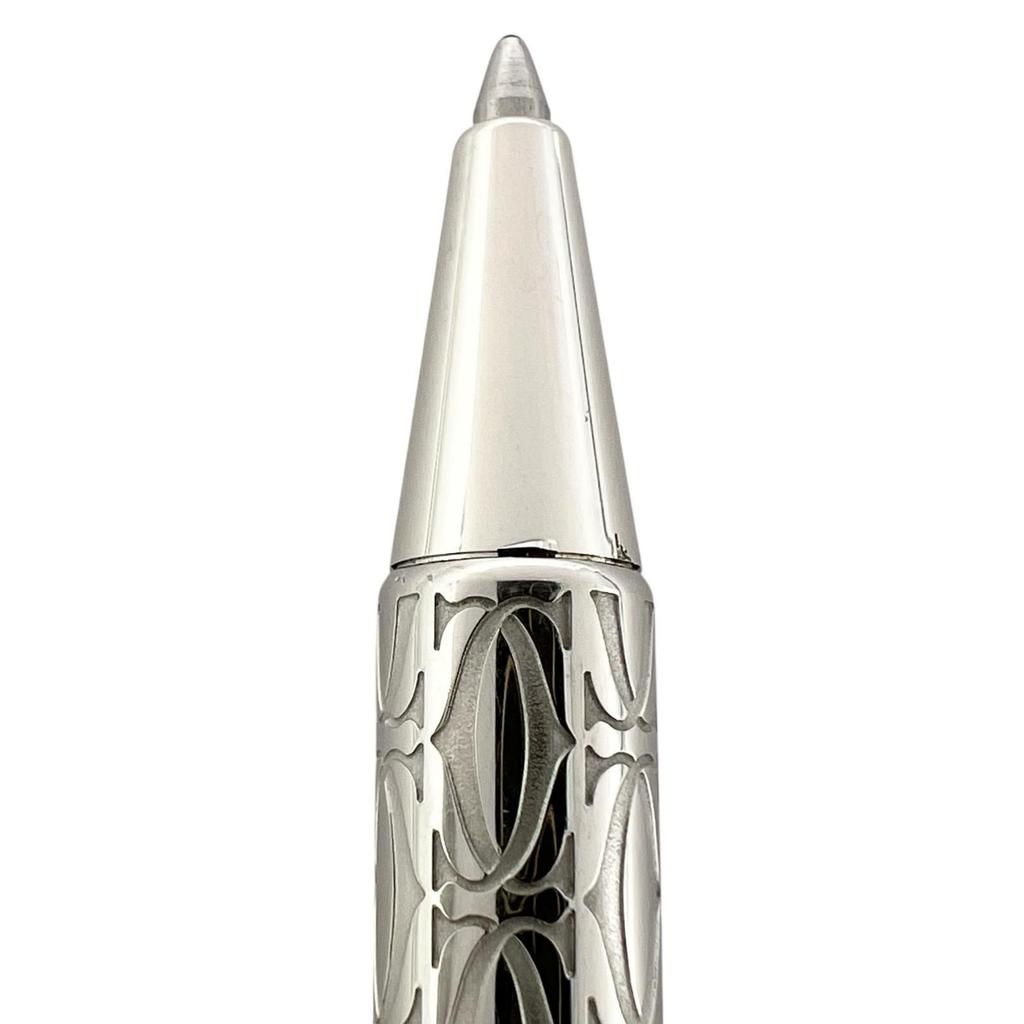 Very Good Cartier Ballpoint Pen Happy Birthday 2C C De Cartier Twist Silver Mens Used
