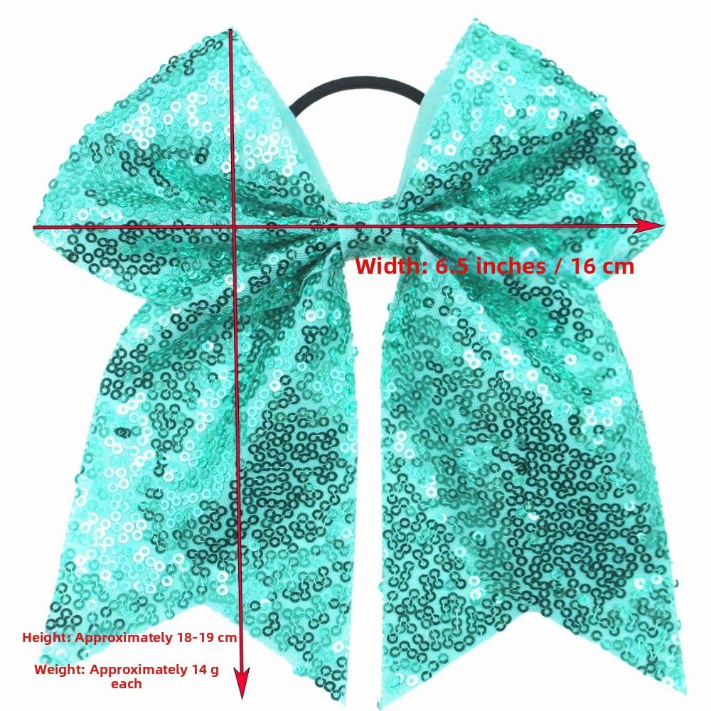 Large Size Sparkly Glitter Bows Shiny Sequins Dovetail Bow Sequins Hair Bows Elastic Hair Ties Pigtail Bows For Kid Girls