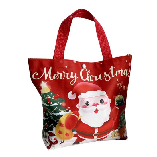 Christmas Canvas Tote Bag Reusable Grocery Shopping Bag Winter Holiday Gift Goodie Bag for Gifts Wrapping Storage