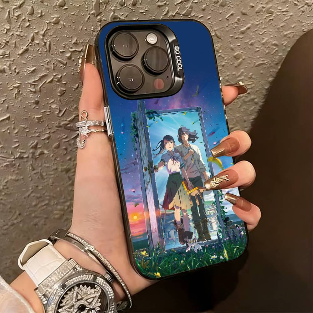 

Suzume No Tojimari Daijin Phone Case For iPhone 17,16,15,14,13,12,11 Plus,Pro Max,XS,Colored Silver Plated Inside Cover iPhone16