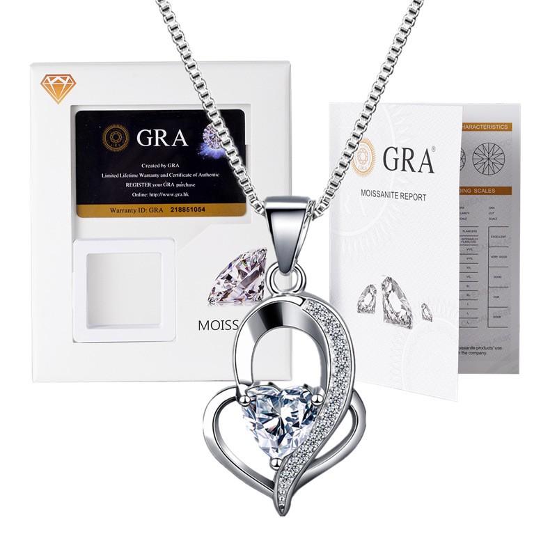 Elegant Moissanite Pendant Necklace With Thick White Gold Plating Hexagonal Crown Design Box Chain 21-50cm Adjustable Length