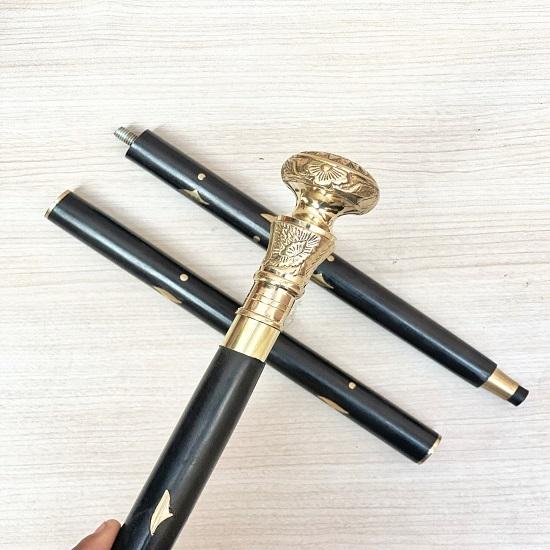 Messingblumen-Griffstock, Stilvoller faltbarer Stock aus schwarzem Hartholz, Geschenk für Vater, Großeltern, Weihnachtsgeschenk, Ein… Mehr