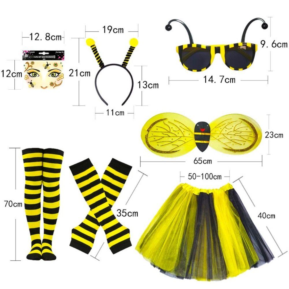 Costume Wings Bumblebee Costume Striped Knee Stocking Bee Dress Up Set Children's Parties