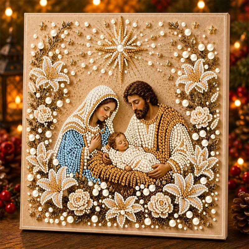 Decorative Placement Project with Display Frame, Religious DIY Artwork Set for Reflective Indoor Display Artwork