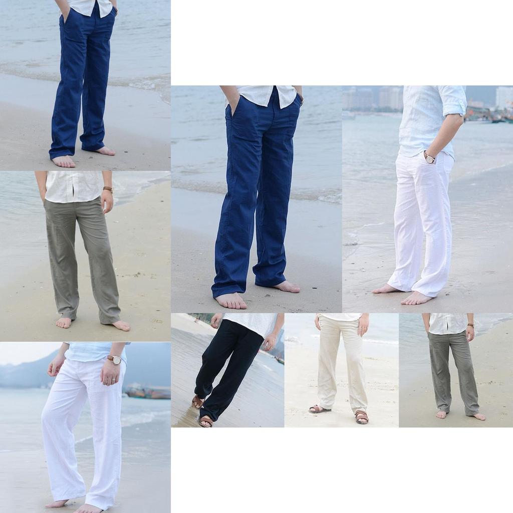 Versatile 2018 Men's Linen Loose Beach Pants Offering Stylish Casual Long Slacks Fit