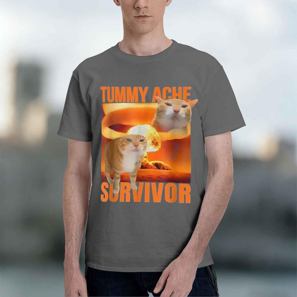 2026 New Animal Graphic Tee Tummy Ache Survivor Y2k Style Funny Sarcastic Print Novelty Short Sleeve Gift For Parents