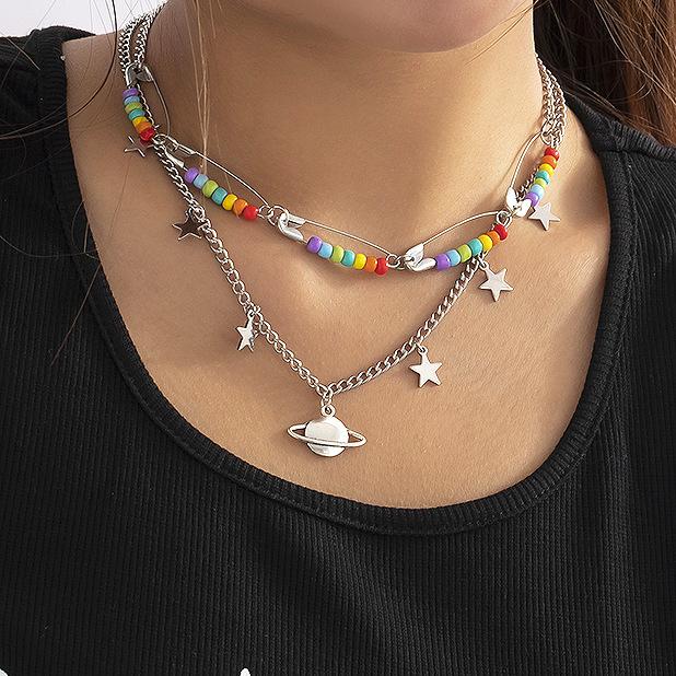 Star Party Women's Pendant Necklace Fashion Female Choker Necklaces Jewelry Simple Ladies Pentagon-Star Jewelry Gifts