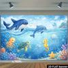 2D Ocean Animals Backdrop Dolphin Whale Turtle Octopus Photography Background