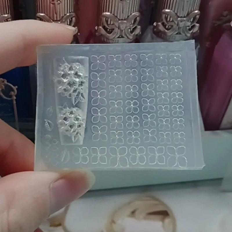 Hydrangea 3D High Transparency Nail Carving Mold Diy Design Silicone Petal Soft Stamping Plates Manicure Art Mold Decor Tools