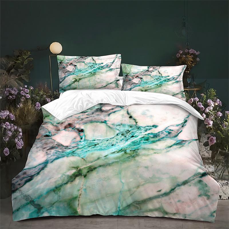 Colorful Marble Duvet Cover Abstract Geometric Bedding Set King Queen For Adults Kids Bedroom Decor Microfiber Comforter Cover