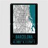 Barcelona Minimalist City Map Barcelona Diy City Map Metal Plaque Poster Plaques Club Party Personalized Tin Sign Poster