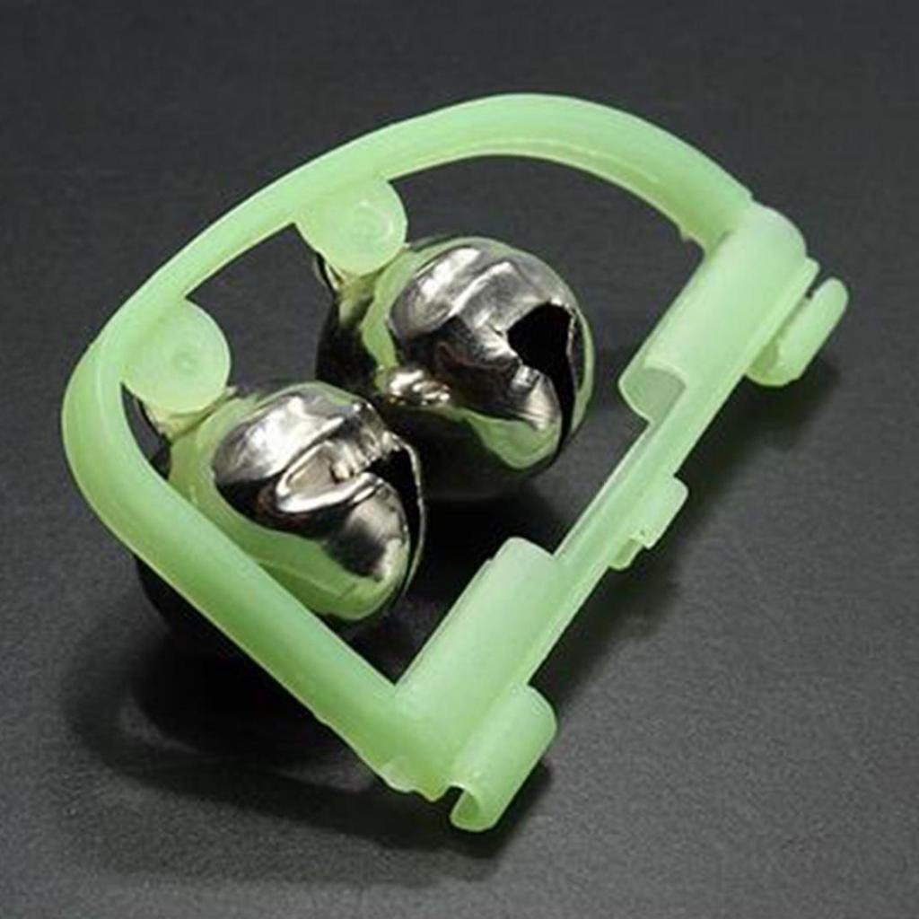 2Pcs Outdoor Night Glow Twin Bell Rings Fishing Rod Clip Bite Lure Alarm Alert