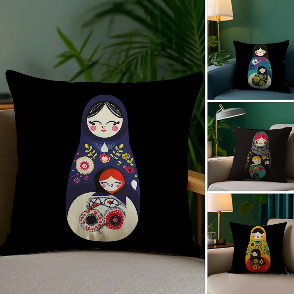 Matryoshka Doll Russia Art Pillow Case Plush Fabric Soft Double Sided Print Home Sofa High Quality Cushion Cover Throw