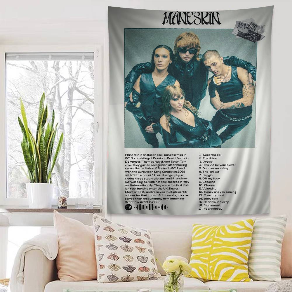 MManeskin Band Chart Tapestry Home Decoration Hippie Bohemian Decoration Divination Wall Hanging Home Decor