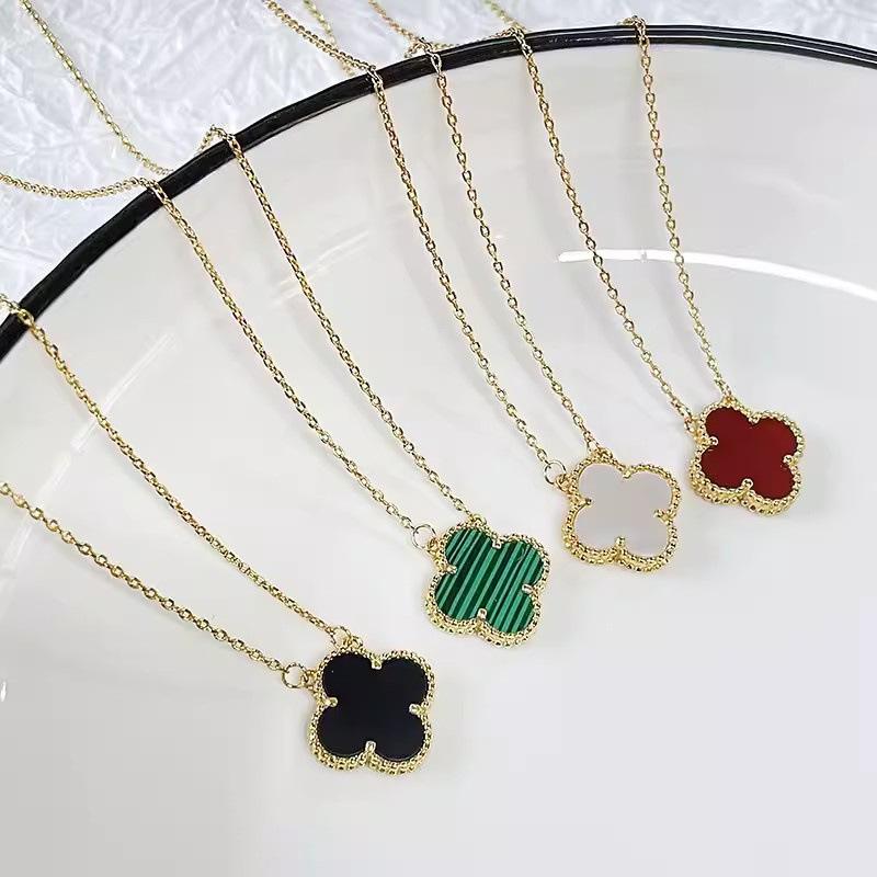 High-Grade Lucky Double-Sided Four-Leaf Clover Necklace Simple Collarbone Chain Pendant Fashion Temperament Women's Necklace